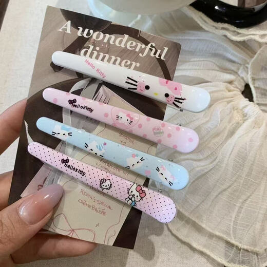 Kitty hair clip one-word hair clip cute cartoon headdress cute girl heart sweet seamless clip bangs broken hair clip 1#KT cat 6-piece set