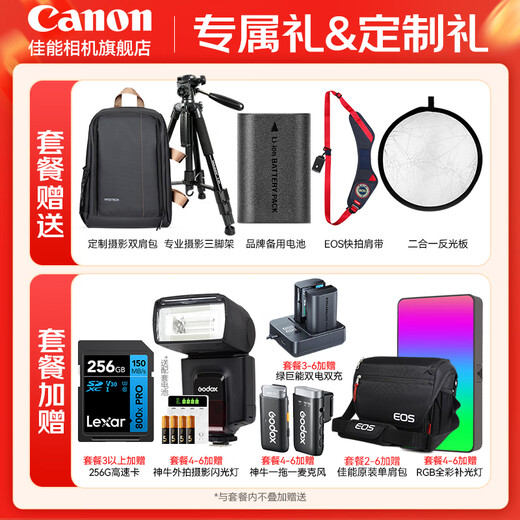 Canon r6 bird hunting photography equipment full-frame mirrorless vlog camera body 4K shooting small lightweight mirrorless camera Place an order for Labubu & Jindou R6 second generation single charter + RF70-200F4L USM package 1 Canon camera dedicated 4K video recording card/photography tripod