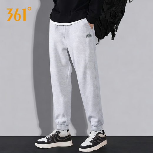 361 Men's Sports Pants Autumn 2025 New Knitted Sweatpants Loose Casual Cuffed Leg Branded Long Pants Men's Style F - Light Tile Gray - Cuffed Sweatpants Upgraded Cotton 3XL 190/(Recommended 180-199Jin Jin equals 0.5kg)