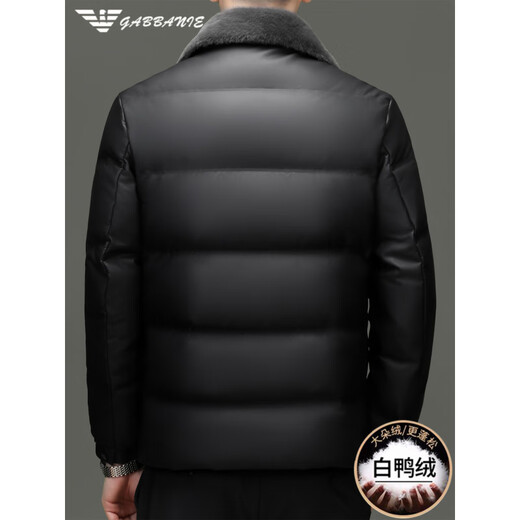 Armani (ARMANI EXCHANGE) Armani young and middle-aged men's leather down jacket men's 2025 new lapel thickened dad jacket 557 black XL 180 recommended 140-160 Jin Jin equals 0.5 kg