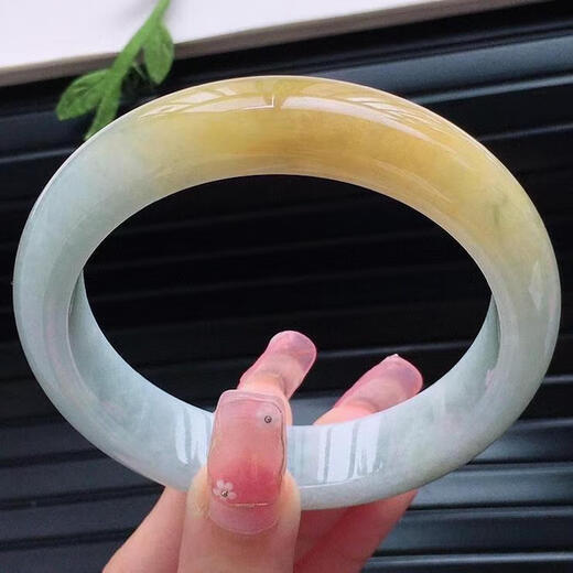 缅镯缅甸翡翠手镯冰糯种玉手镯冰种黄翡翠正圈老坑高冰玉镯子黄翡正品 53mm