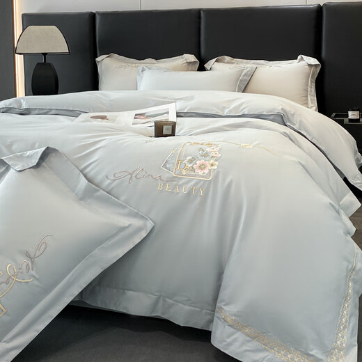 Mercury series high-end four-piece set of pure cotton 2025 new light luxury purple quilt cover sheet bed sheet bedding Jinrou-Taro Purple 1.5m bed sheet style four-piece set quilt cover 200*230cm