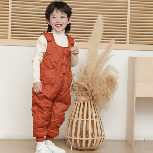 儿童背带裤男童女童秋冬一体绒棉裤宝宝开档小童婴儿加厚外穿裤子 黑色 100 身高85-95cm/体重30斤以内