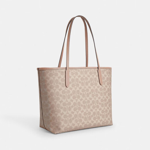 COACH JD Outlet City33 Tote Large Capacity Handbag Women's Light Luxury Birthday Gift for Girlfriend Milk Tea Color CV976SVPWH One Size