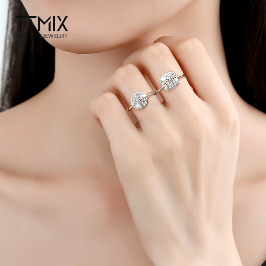 TTMIX platinum ring fashion pt950 platinum ring women's high-end living ring birthday gift square 3.7-3.9g