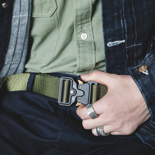 Madden Workwear American Retro Cobra Fashion Belt Men's Tactical Quick Release Accessories Ami Khaki Men's Pants Belt Black 122cm Recommended Waist Circumference 110cm