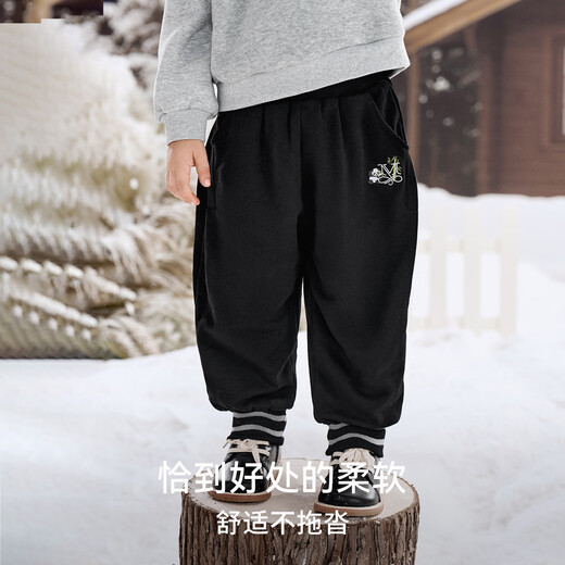 EMXEE children's clothing children's sweatpants thickened with velvet and warm pants for boys and girls sports versatile trousers winter floral gray plus velvet recommended temperature 5 C-15 C 80 cm 9-18 months
