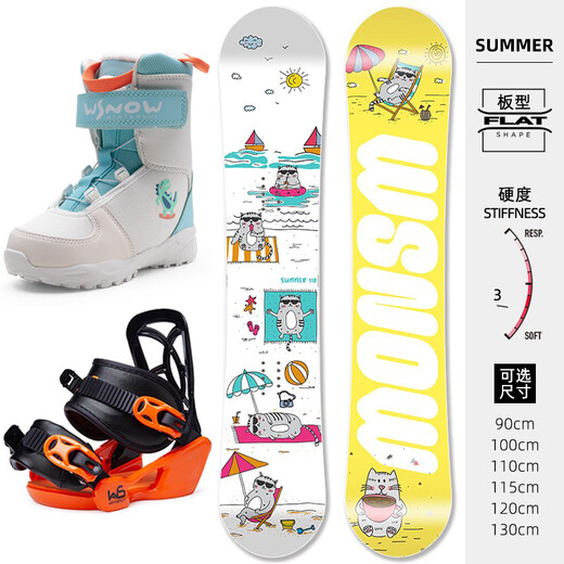 WS SnowboardsWS Snowboard Kinder Snowboard Set Komplettset Skischuhe Bindungen Snowboard Set Kinder und Jugendliche Snowboard E1 Set 90cm