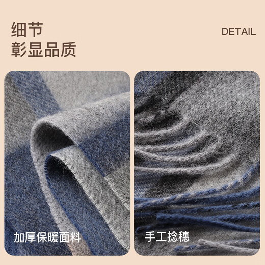 Catman Scarf Men's Pure Wool Plaid Autumn and Winter Warm Scarf Birthday Gift for Husband Boyfriend Dad Gift Box