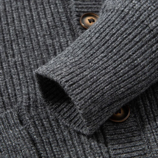 Wirpta high-end brand men's sweater 2025 winter new style young and middle-aged fashion loose single-breasted thickened jacket men's dark gray (ready in stock) 2XL 180 (suitable for 150-165 Jin Jin equals 0.5 kg)