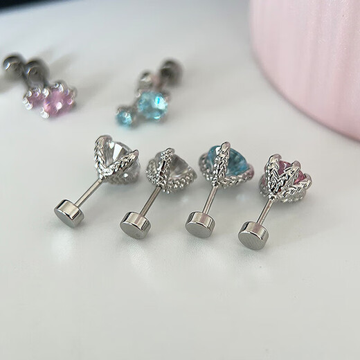 Sparkling Dragon Claw Earrings Zircon Ear Bone Nail Pink Blue Niche Design Five Claw Dragon Scale Cochlear Nail Earrings Birthday Gift AB Zirconium + Ocean Blue One Pack Each