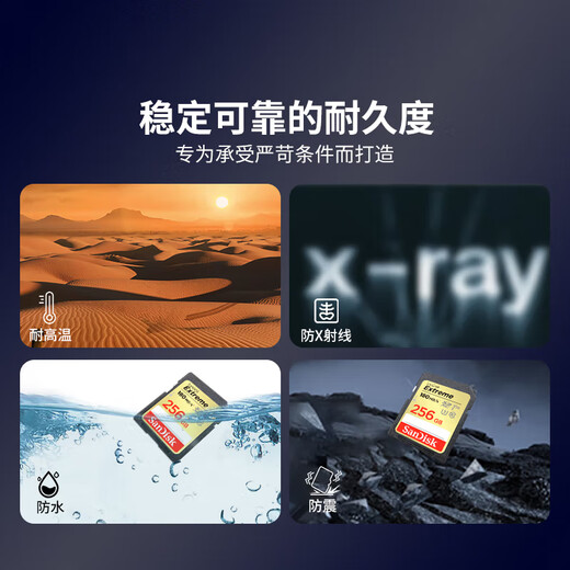 闪迪（SanDisk）256GB SD内存卡 4K V30 U3 C10 相机存储卡 读速180MB/s 写速130MB/s 高速连拍 微单/单反相机