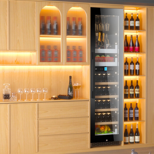Kelati red wine cabinet constant temperature wine cabinet home 2 meters high large capacity can be embedded in the living room glass door frost-free wine cabinet villa wine cabinet tea preservation cabinet beer and wine display cabinet 2 meters high dual temperature red wine hanging cup ice bar single layer full 270L