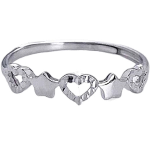 CHINA GOLD Platinum Hollow Living Silver Star Language Heart Rhythm of Love Sparkling Star and Moon Ring Heart Charm of Love Sparkling Star and Moon Ring (approx. 1.84g)