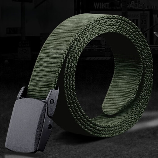 Iron-free nylon belt that passes security inspection, metal-free trouser belt, outdoor smooth plastic buckle canvas belt for denim work, black, one set
