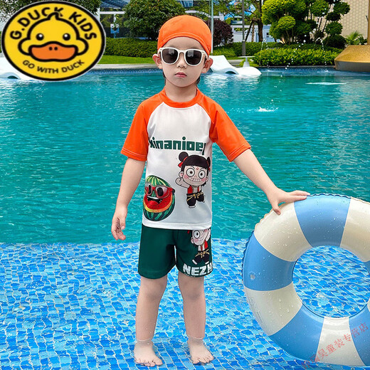 G.DUCKKIDS boys Nezha swimsuit split swimsuit summer 2025 new children's quick-drying children's sun protection baby boy swimsuit Nezha swimsuit 120 cm