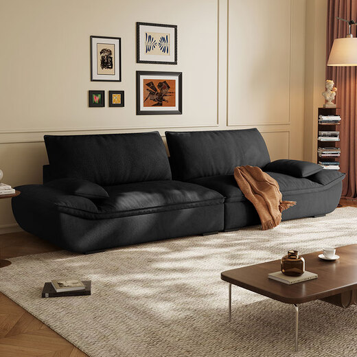 Mengshangjia fabric sofa living room small apartment sailing French cream style 2025 designer new complete furniture 2.1 meters three-seater flagship version - cat scratch cloth violet + ordinary sponge