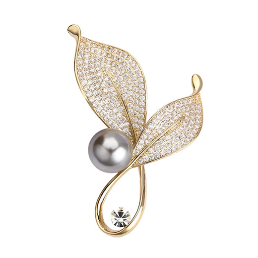 SIRCONSTANCE Rosemary Light Luxury Brooch Women's Fashion Pearl Exquisite Corsage Anti-exposure Suit Accessories Small Fragrance Style Birthday Gift Champagne Gold
