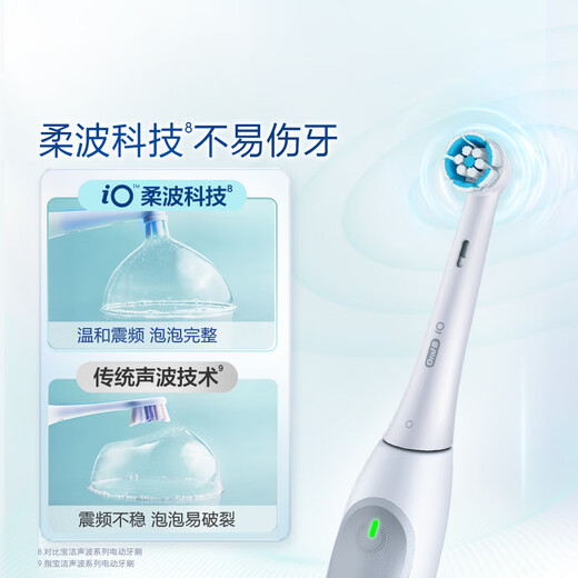 Oral-B Germany imported smart electric toothbrush iO2 elegant white brush head * 4 soft wave double clean brush OCC birthday gift for couples and New Year gift