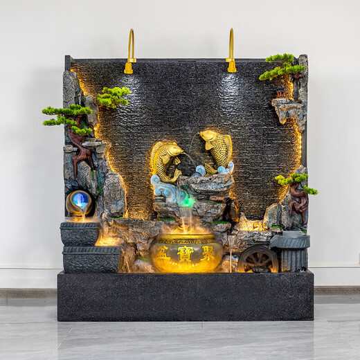 Ingenuity living room villa courtyard water feature water curtain wall rockery flowing water fountain decoration landscape landscaping flowing water wall background ornaments four-piece set length 520 height 176