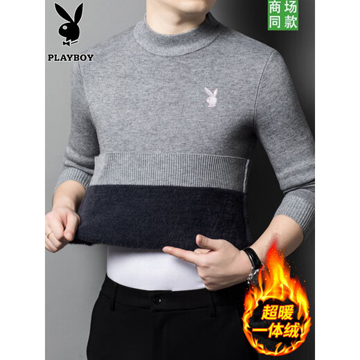 Playboy Cardigan Men's 100% Pure Wool Half Turtleneck Sweater Plus Velvet Thickened Warm One-piece Velvet Bottoming Shirt Men's Half Turtleneck Camel-Thick Velvet XL 175 Recommendation 130-150 Jin Jin is equal to 0.5 kg Wear