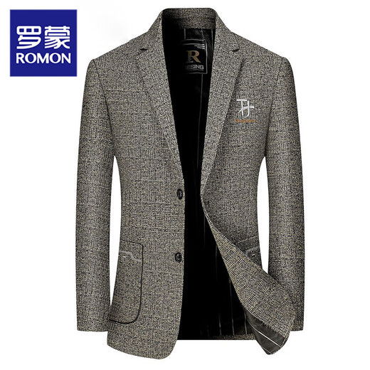 ROMON Light luxury men's casual suit for middle-aged men 2025 spring and autumn new style small suit jacket versatile anti-wrinkle top Navy blue M (175) Recommended weight (Jin Jin equals 0.5 kg) 125-143