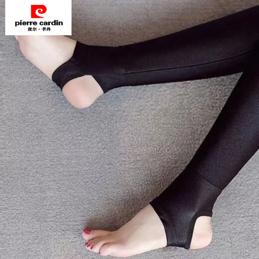 Pierre Cardin autumn and winter velvet thickened high-waist foot-stepping glossy pants for women to wear warm leggings to protect the waist and keep warm all-in-one cotton pants Winter thick velvet flat-foot style 3XL 130 to 150Jin Jin is equal to 0.5 kg