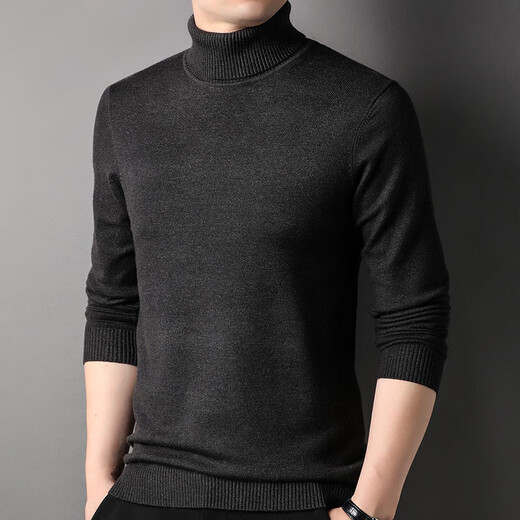 XJSGS light luxury international high-end brand men's double-turn turtleneck long-sleeved sweater 2026 new autumn and winter base sweater high-end black counter same style winter style XL 180/96A