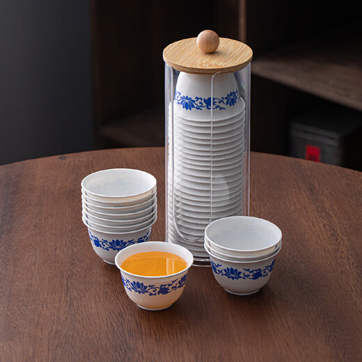 SOXW German disposable kung fu tea cup blue and white porcelain thickened anti-scalding national style small tea cup tea set 100 pcs 100 pcs high-end blue and white