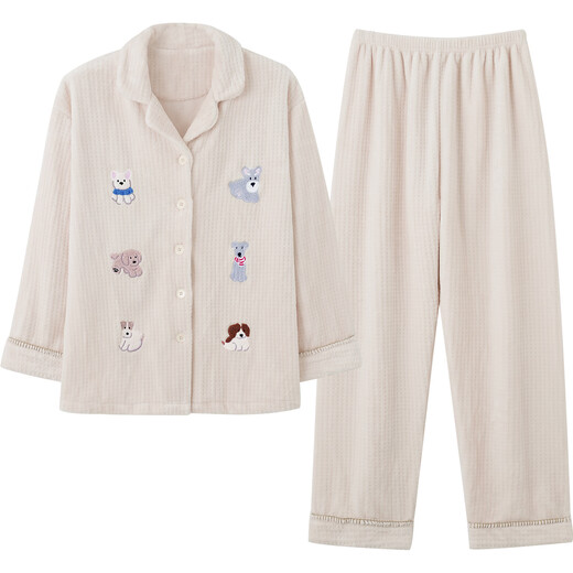 Princess Mark flannel couple pajamas for women in winter cute puppy thickened velvet cartoon autumn and winter home clothes for men HZR92954-cute dog couple men's XL