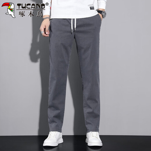 Woodpecker (TUCANO) pants men's autumn and winter straight casual pants men's loose sports trend versatile trousers dark gray 32