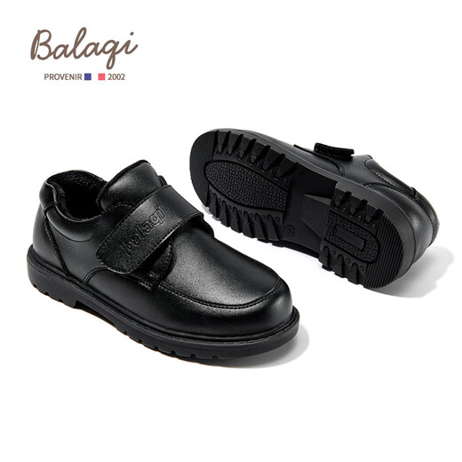 Balachi children's leather shoes boys winter velvet black leather shoes little boy British style leather shoes velvet BL3509 black 32