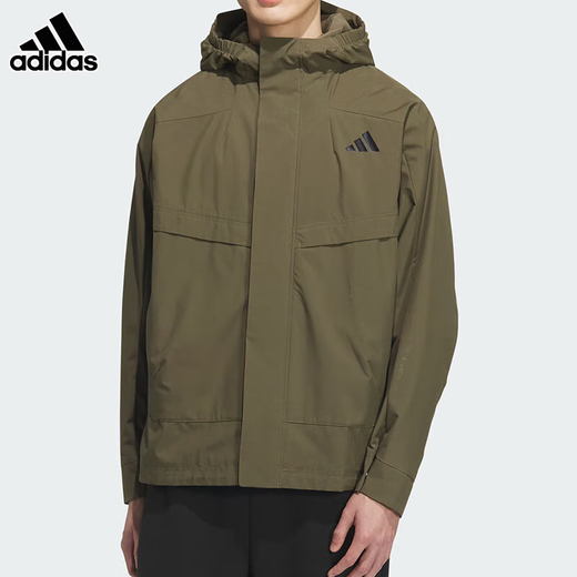 Adidas Jacket Men's 2025 Winter New Fitness Training Sports Woven Hooded Jacket Running Style KB7625 3XL