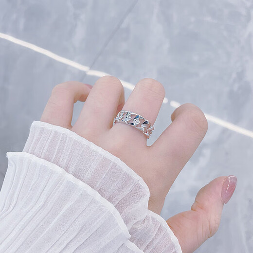 Laofu gold platinum solid live S-shaped chain ring for men, personalized trendy unisex ring mother and lover's birthday Mid-Autumn Festival gift Platinum solid live S-shaped chain ring (approximately 7.04g)