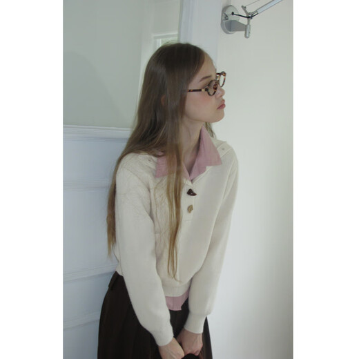 EGGKA pink pleated design long-sleeved shirt layered with waist and temperament short top E25A60131BK Pink S