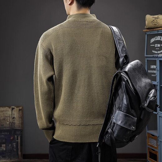 Kangaroo (DAISHU) American old money style tough guy Henry collar sweater for men winter new high-end retro long-sleeved bottoming sweater trend 2320 rich green sweater XL suitable weight 135-150Jin Jin is equal to 0.5 kg