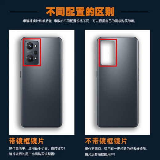 Original for realme GT Neo2 glass back cover, realme gtneo2 back shell, mobile phone battery cover, GTNeo2 shadow black glass back cover/casing