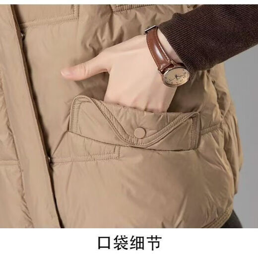 Hengyuanxiang 2025 Winter Down Cotton Korean Style Stand Collar Vest New Mom Fashion Loose Warm Thickened Outer Jacket Khaki XL