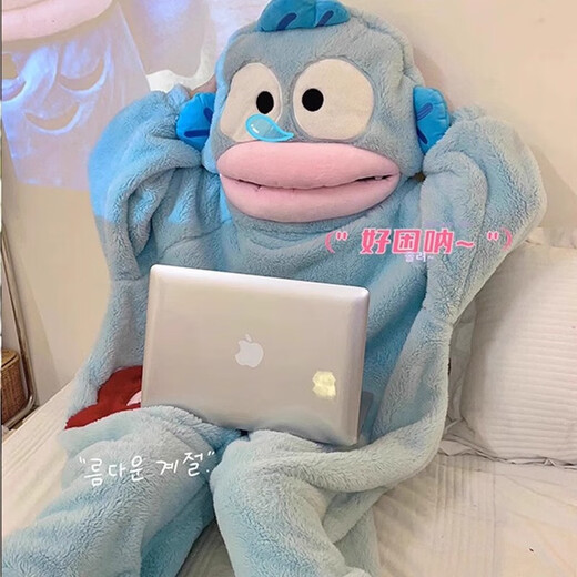 Yu Yaman Clown Fish One-piece Pajamas Big Mouth Fish Autumn and Winter Cartoon Sand Sculpture Funny Coral Velvet Home Clothes for Men and Women Can be Weared Outside Clown Fish Pajamas L Size L