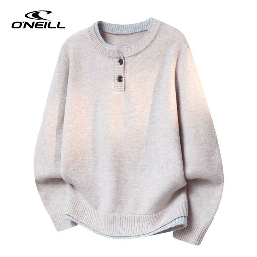 O NEILLONEILL/O'Neill fake two-piece Henry collar sweater for men and women in winter American style layered inner base sweater khaki M