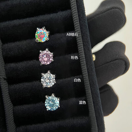Sparkling Dragon Claw Earrings Zircon Ear Bone Nail Pink Blue Niche Design Five Claw Dragon Scale Cochlear Nail Earrings Birthday Gift AB Zirconium + Ocean Blue One Pack Each