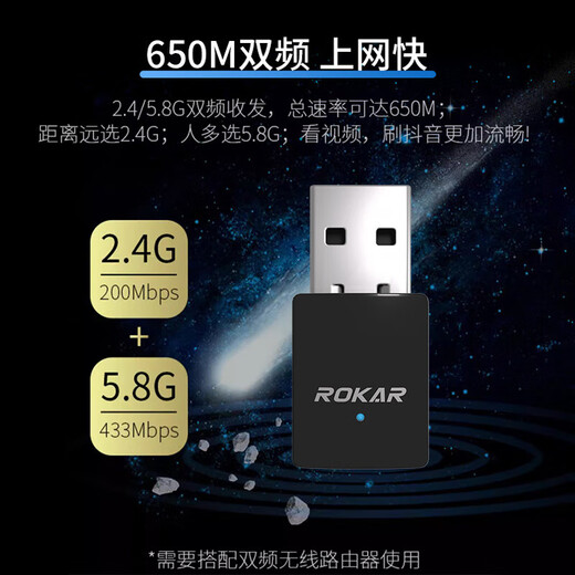 Tarjeta de red inalámbrica Bluetooth wifi dos en uno USB receptor de computadora de escritorio sin controlador Bluetooth 5.0 adaptador externo de escritorio mini portátil Transmisor Gigabit 5G WiFi Bluetooth dos en uno 1300 mini