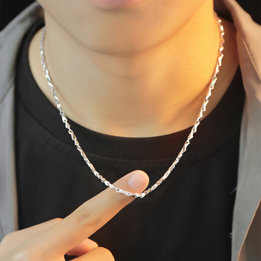 MZMZ brand PT950 platinum necklace men's ingot clavicle chain versatile trendy high-end birthday gift for boyfriend light luxury model - width 3mm long 55cm