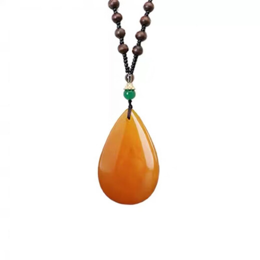 Hundred-year-old Fengxiang original stone, old beeswax amber, ethnic feng shui drops, men's and women's safe buckle safe and sound brand necklace, gourd
