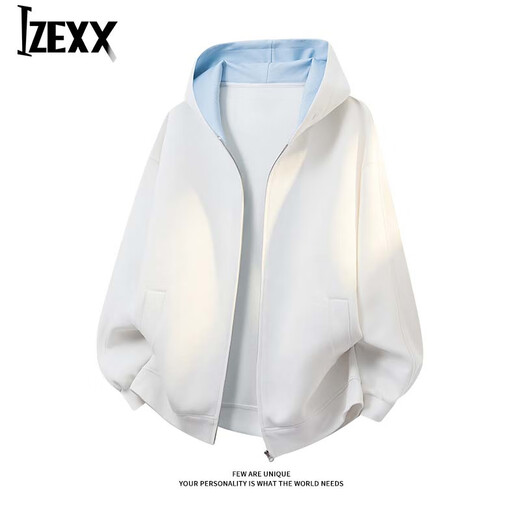 IZEXX American heavyweight casual sweatshirt jacket for men in spring loose and versatile contrasting color cardigan top DZ83 black 2XL