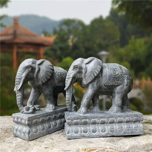 Stone carving elephant white marble small elephant carving bluestone courtyard door stone elephant natural stone household ornaments drawings deposit 3