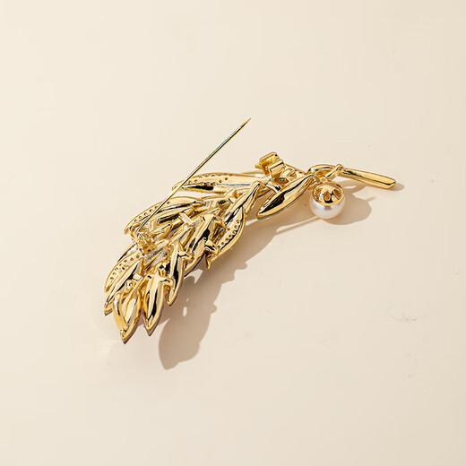 Qlady wheat ear freshwater pearl corsage brooch women's high-end light luxury 2025 new style pin fixed clothing accessories collar pin