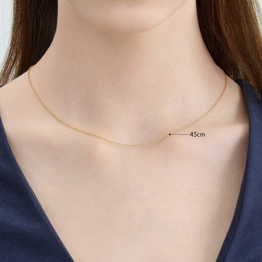 Chow Sang Sang 18K gold necklace yellow gold necklace versatile plain chain for women 87855N18KY 45 cm