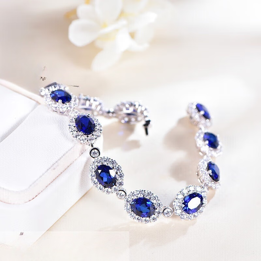 Fuwu Artificial Sapphire Bracelet Cultured Colorful S925 Sterling Silver Jewelry Non-Natural Light Luxury Jewelry S925 Cultured Sapphire Bracelet