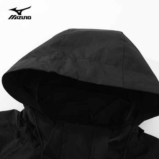 Mizuno outdoor jacket men's three-in-one jacket tops windproof and warm detachable mountaineering jacket for couples, black L